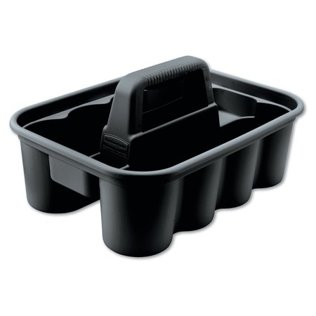 RUBBERMAID COMMERCIAL Deluxe Carry Caddy, 8-Compartment, 15w x 7.4h, Black FG315488BLA
